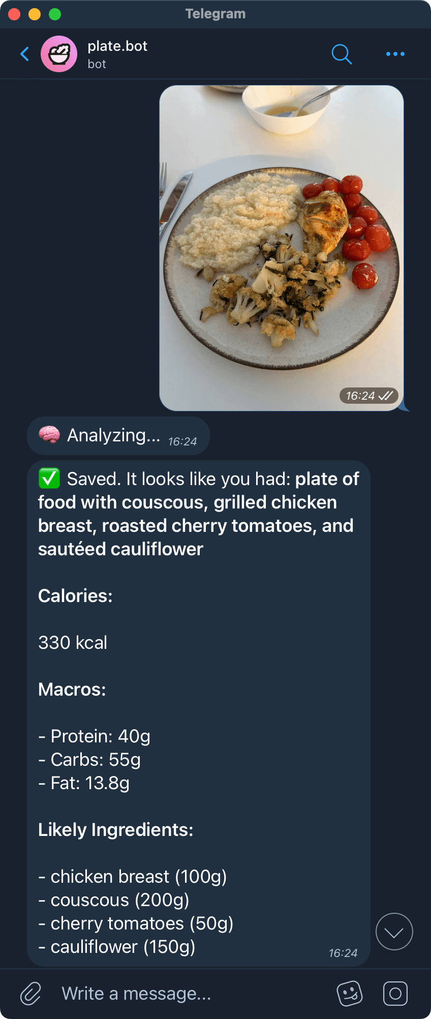 📸 Send me pics of your food or drinks